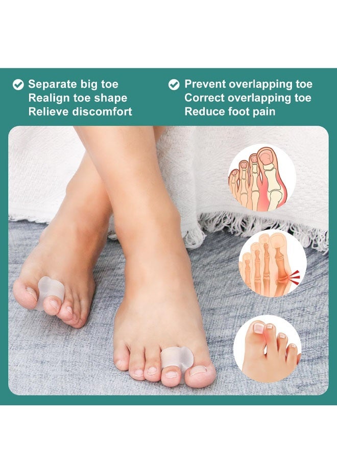 فواصل أصابع القدم للنساء والرجال - عبوة من 6 قطعة من فواصل أصابع القدم الجل لأصابع القدم المتداخلة، ومصححات أصابع القدم المطرقية المصنوعة من السيليكون لإصبع القدم الكبير، ومقومات أصابع القدم المطرقية لعلاج أورام إبهام القدم، وتسكين آلام أصابع القدم - Image 3